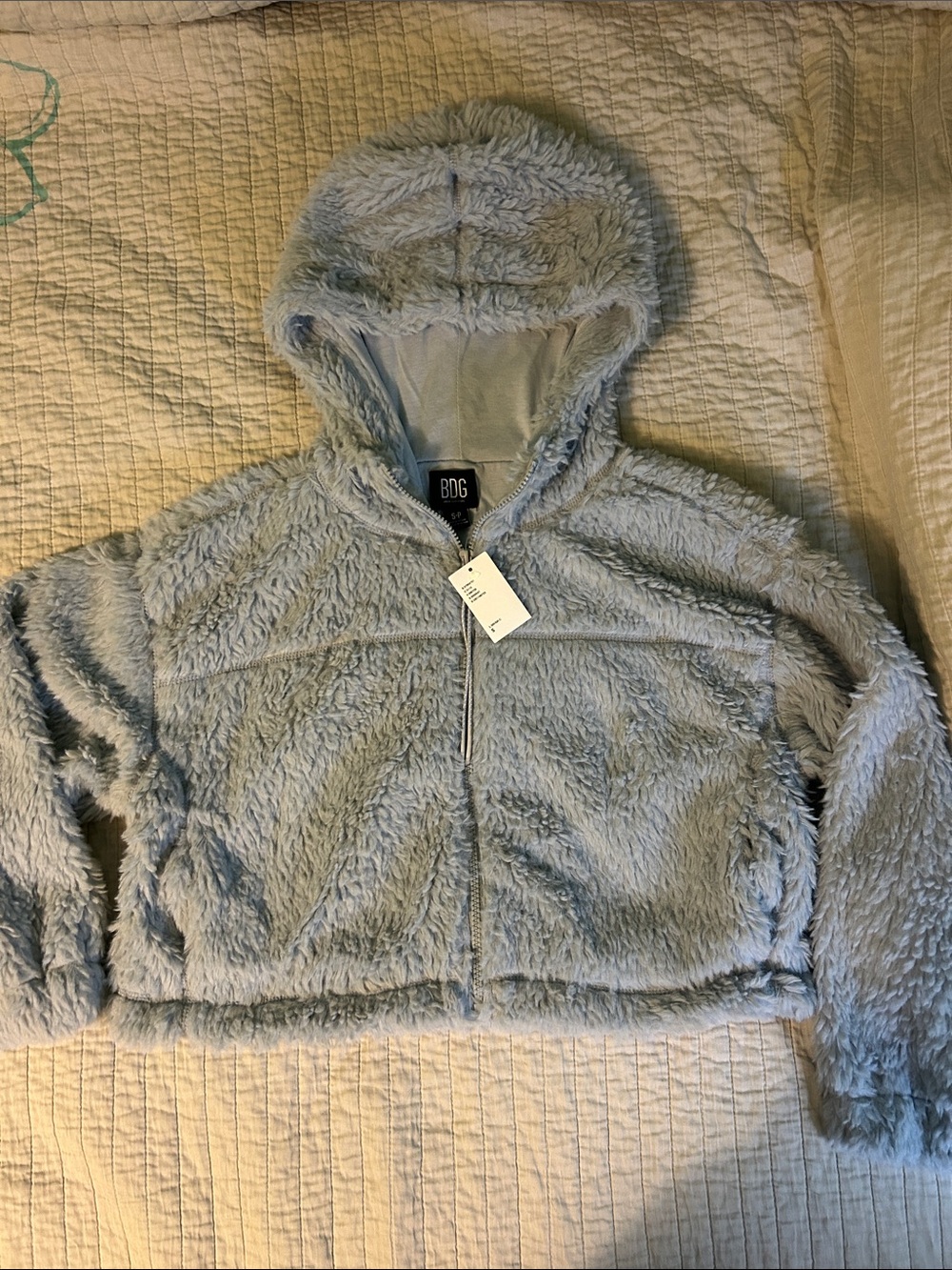 BDG Fuzzy Puffer with Hood Light Blue